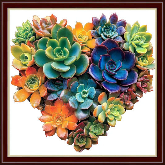 Dimensean Stamped Cross Stitch Kits Full Range of Embroidery Patterns Starter Kits for Beginners Adult or Kids DIY Cross Stitches Needlepoint Kits 11CT-Love Succulent Plants 18x18 inch
