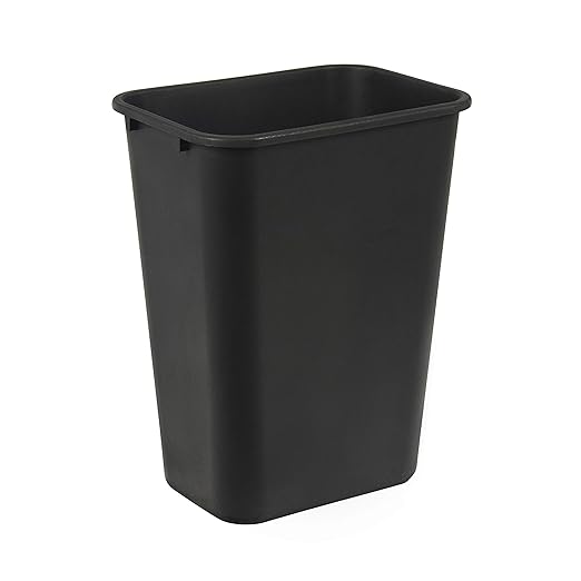 Amazon Basics Trash Can, Rectangular Commercial Office Wastebasket, 10 Gallon (Pack Of 1), Black