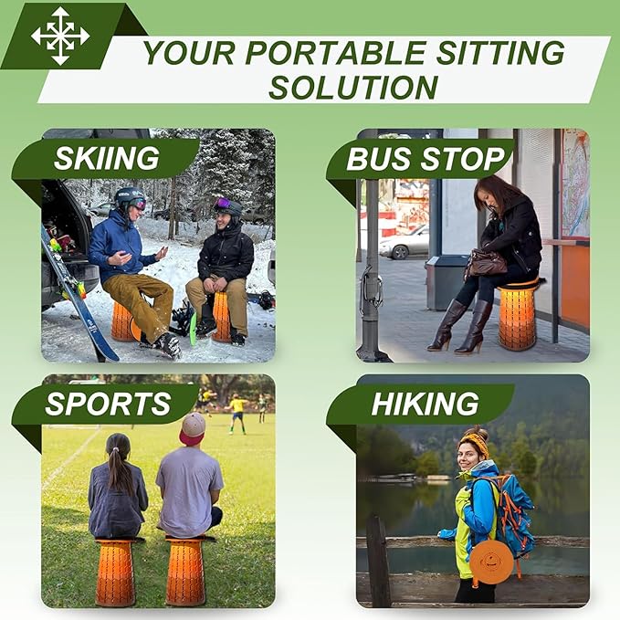 ALEVMOOM Upgraded XXL Collapsilbe Stool with Cushion,More Sturdy and Height 19.7",D11.8,Portable and Lightweight Adjustable Chair Telescoping Stool for Camping Hiking BBQ Max Loading 1000Ibs