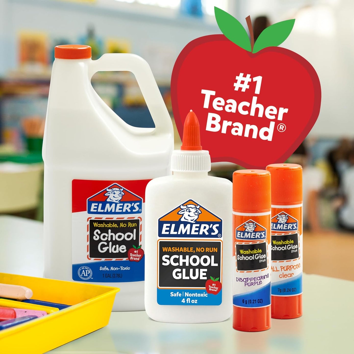 Elmer's Liquid School Glue, Slime & Craft, Safe and Non-Toxic, Washable, White, 4 Ounces Each, Great for Making Slime, 12 Count - Ideal for Classroom, Home, Office, Teacher Supplies