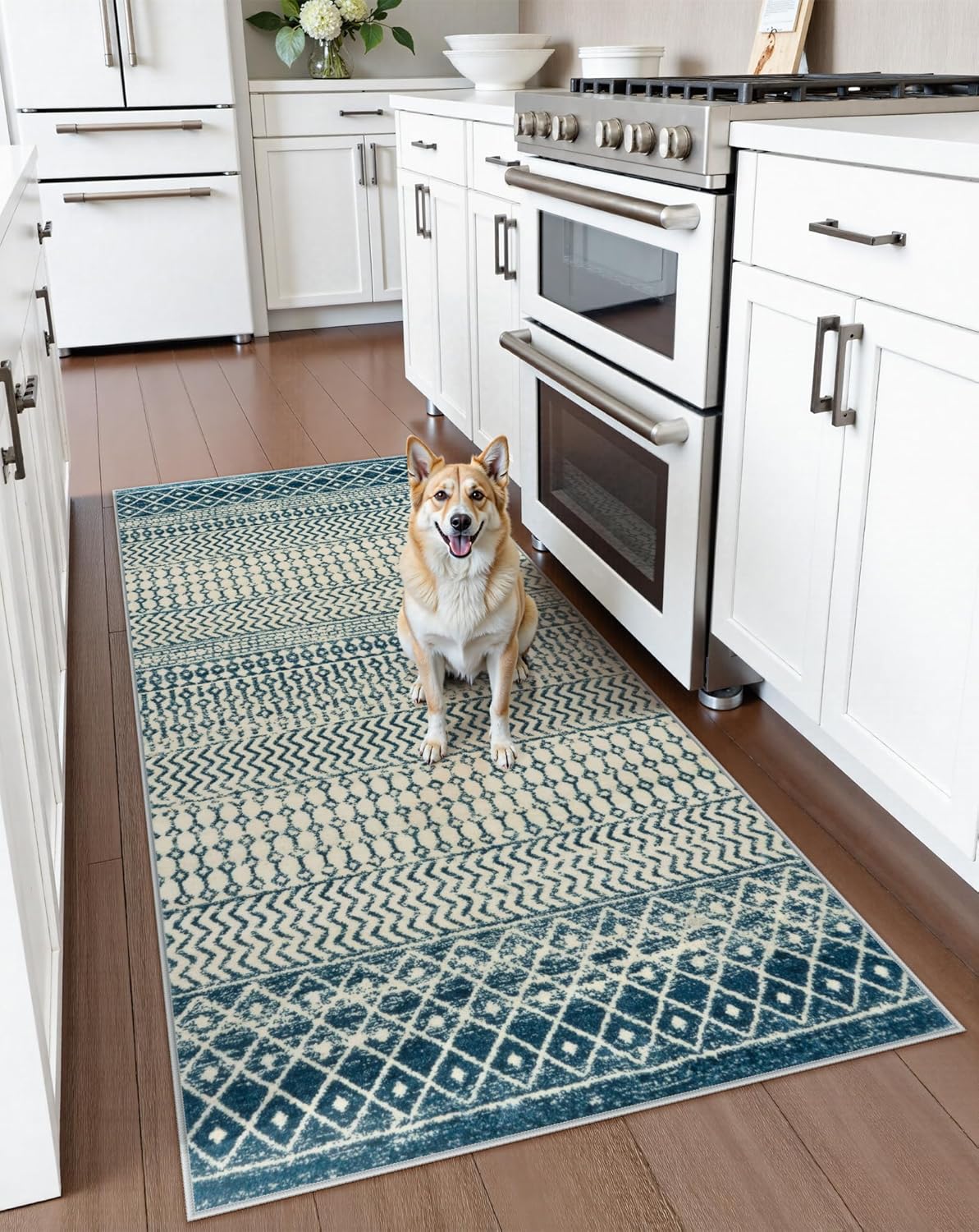 Machine Washable Area Rugs, 2x5 Kitchen Runner Rug Non Slip,Low Pile Non-Shedding Indoor Front Door Rug Carpet for Bedroom Kitchen Entryway Laundry Room