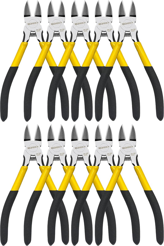 Wire Cutters 10 Pack, 6.5 inch, BOOSDEN Flush Cutters, Spring Loaded Cutting Pliers, Side Cutters, Dykes Cutter, Wire Clippers, Plastic Cutter, Wire Cutters for Jewelry, Floral, Electrical
