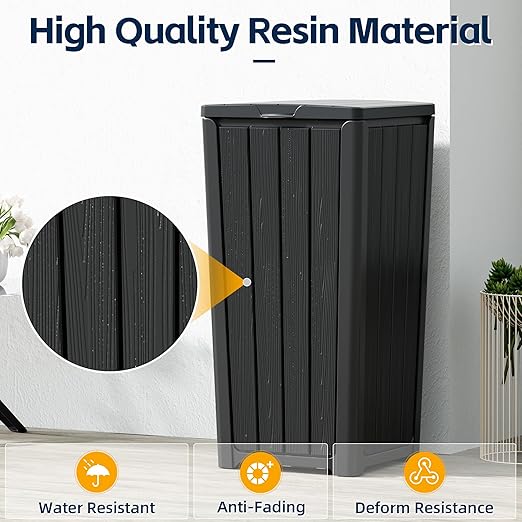 23 Gallon Outdoor Trash Can Waterproof Resin Garbage Can with Lid Outside Trash Bin for Porch Backyard, Deck, Patio, Kitchen Trash Can