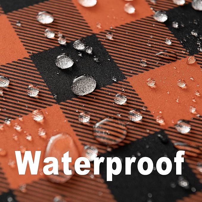 Classic Orange Gingham Buffalo Tablecloth Fabric - Oblong 58x144 Inch Water Proof Checkered Table Cloth for Indoor Outdoor - Farmhouse Table Cover for Halloween Party, Picnics, and Parties