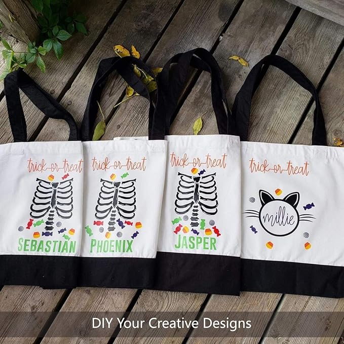 TOPDesign 6-Pack Super Strong Large 12oz Cotton Canvas Tote Bags, Reusable Grocery Shopping Cloth Bags, Fashionable Two-Tone Totes for Crafts, DIY Your Creative Designs