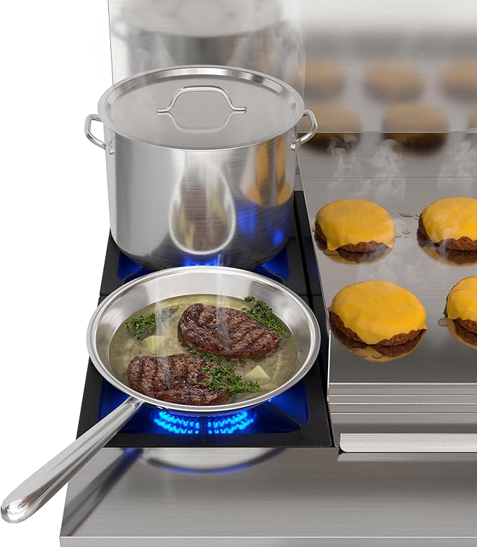 KoolMore 60 in. Double Oven Commercial Cooking Range with 48 in. Griddle and 2 Burners, ETL Listed in Stainless-Steel (KM-CRG482-NG)