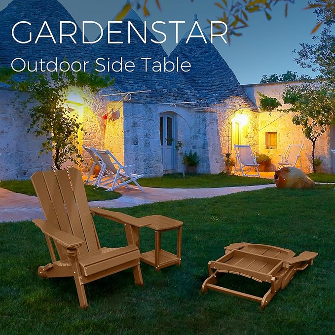 Adirondack Square Outdoor Side Table,2-Tier Storage Patio Side Table, HDPE End Tables for Backyard Pool Porch Garden Lawn