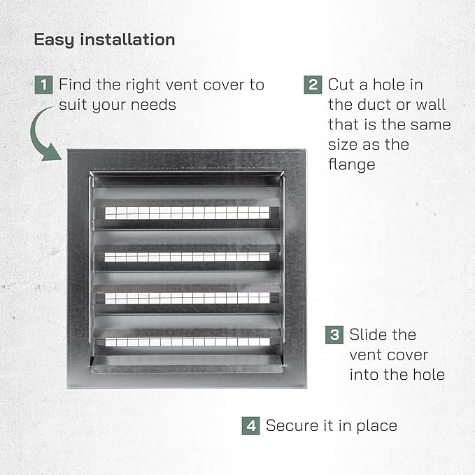Vent Systems 10" x 10" Inch Galvanized Steel Industrial Air Return Grille - Heavy-Duty Louvered Air Intake Exhaust Vent Cover – Outdoor Wall Vent HVAC Grille - Register for House Wall Crawl Space