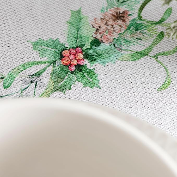 Maison d' Hermine Table Cloth Square Table 100% Cotton 54 x 54 Inches Fall Tablecloth Reusable Everyday Use for Thanksgiving Christmas Decorations Dining Farmhouse Party (Christmas Tradition)