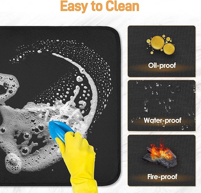 24x36in Heat Resistant Grill Mats for Outdoor Grill to Protect Your Prep Table and Outdoor Grill Table - Fire Proof & Water Proof & Oil Proof BBQ Mat - Black (1mm)