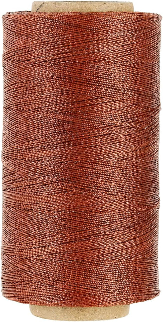 Thin Wax Polyester Thread, 0.45mm, 547 Yards, 3 Ply Round Waxed Cord Strings for Sewing, Beading, Binding, Micro Braiding, Fine Leather Craft and Micro Macrame Jewelry - Copper Color