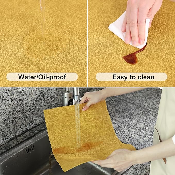 Homaxy Faux Leather Heat Resistant Placemats for Dining Table Set of 8, Waterproof Wipeable Washable PU Table Mats, Easy to Clean Anti-Slip Place Mats, 11.8" x 17", Yellow