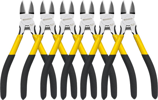 Wire Cutters, 6 Pack, BOOSDEN 6.5" Flush Cutters Spring Loaded Pliers Side Cutting Pliers Diagonal Cutting Pliers Dikes Wire Cutters Side Cutters for Crafts Electrician Work Jewelry Making