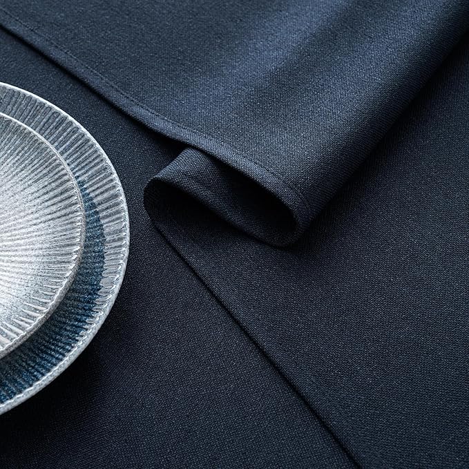 MIULEE Navy Blue Linen Polyester Tablecloth 60x104 Inch Rectangle Table Cloth Waterproof,Stain Resistant & Wrinkle Resistant for Dining Party Wedding