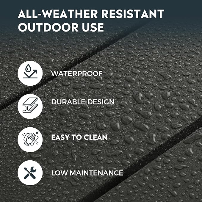 Costaelm Patio Bistro Table, 37" Counter Height Round Patio Cocktail Bar Table with Umbrella Hole, Outdoor Bistro Dining Pub Table for Front Porch Deck Backyard Garden, Black