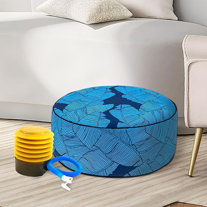 UPWELL Waterproof Inflatable Outdoor Ottoman Pouf,Portable Patio Footrest, Durable & Stylish, Perfect for Garden, Pool, Camping & Home Use - D20 xH9（LiteEase）