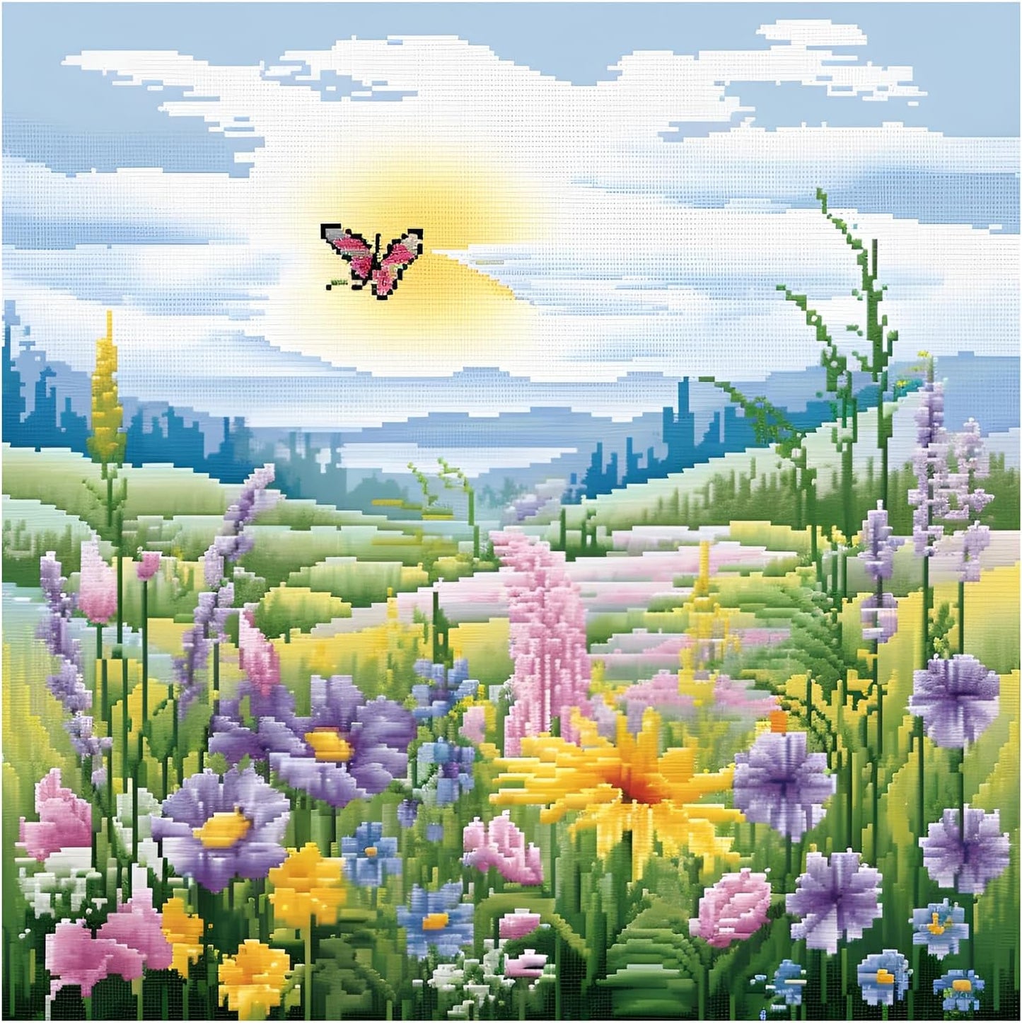 51buyoutgo Natural Landscape Cross Stitch Kits, 11 Ct Count Pre Printed Counted Stamped Cross Stitch Embroidery Needlepoint Patterns Kits for Adults Beginners, Easy Advanced Crossstitch Crossstitching