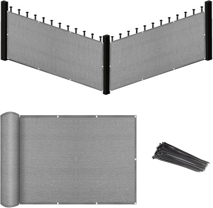 Eden's Decor Balcony Privacy Screen Grey 4'x 10' Cover Mesh Windscreen Weather-Resistant UV Protection for Backyard Deck, Patio, Balcony, Pool, Porch, Fence, Railing, Gardening