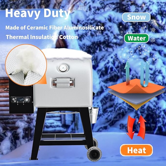Utheer Thermal Insulated Blanket for Pit Boss Lexington 540 Wood Pellet Grill fits Pit Boss Lexington/Sportsman/Navigator 540/500/550 Grill Smoker Insulation Blanket Accessories PB500NX PB500SP PB550G