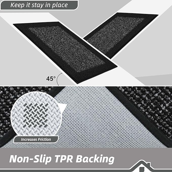 BEQHAUSE Indoor Door Mat 24" x 36", Dirt Trapper Door Mats Non-Slip Entryway Rugs Washable, Resist Dirt Absorbent Welcome Mat, Low Profile Floor Mats for Front Back Door and Entryway, Black