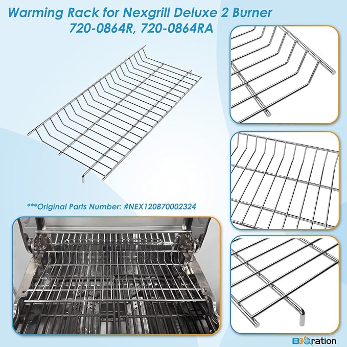 Warming Rack for Nexgrill Grill Parts 720-0864R 720-0864RA, Grill Top Rack for Nexgrill 720-0864R, Grill Warming Rack for Nexgrill Deluxe 2 Burner Replacement Parts