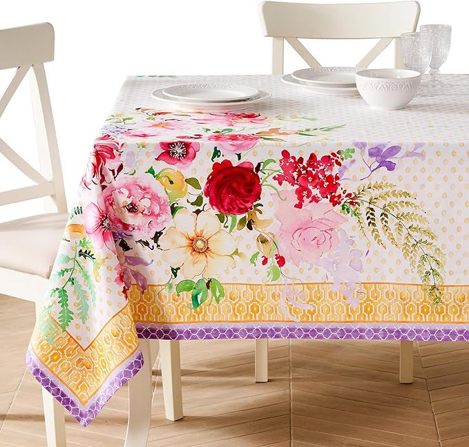 Maison d' Hermine Premium Table Cloth Rectangle Table 100% Combed Cotton 108 x 70 Inches Tablecloth Reusable Decorative for Dining Room, Farmhouse, Home, Party, Festive & Wedding - Summer Joy