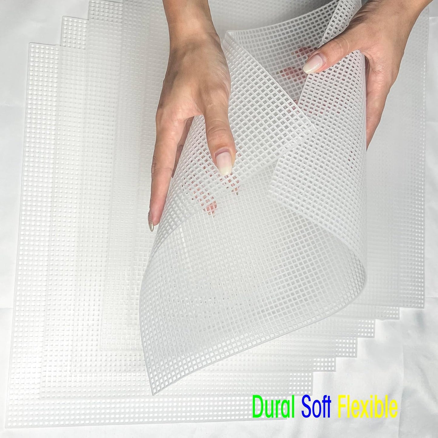 8 Plastic mesh Canvas Sheets for Embroidery Crafts, Acrylic Yarn Crafts, Knitting and Crochet Projects (9.92 x 13 inches, 10 Knitting Needles Included, Clear Color)