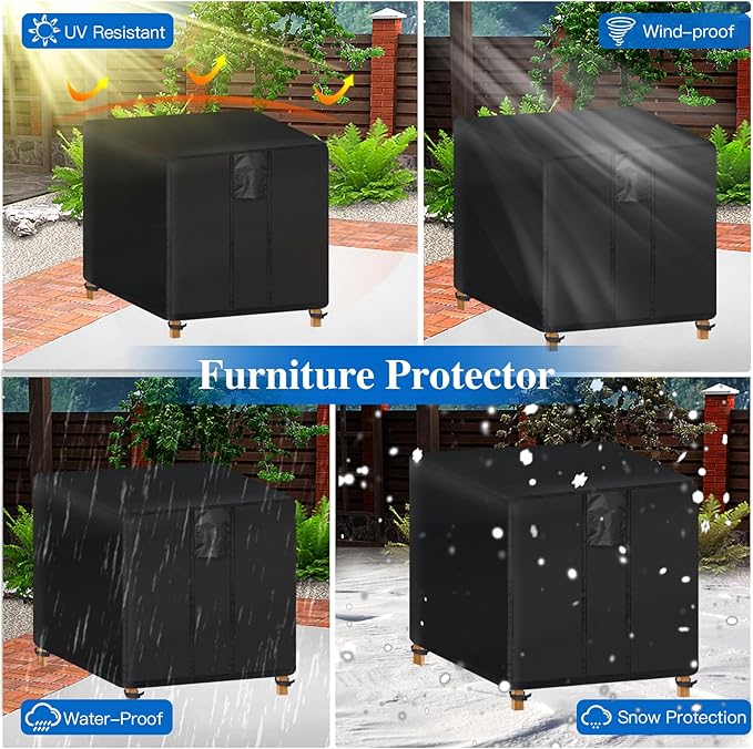 Fire Pit Cover Square- Waterproof Firepit Covers Square (21L x 21W x 35H inches, Black) Outdoor Fireplace Cover Weatherproof and Non Fading
