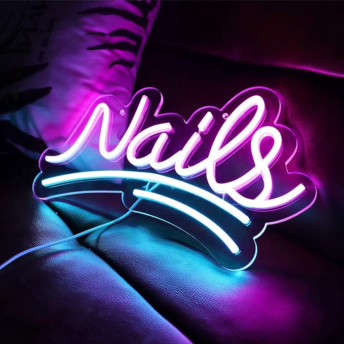 JFLLamp Nails Neon Signs for Wall Decor Neon Lights for Bedroom Led Signs Suitable for Nail Salon Office Man Cave Beer Bar Pub Restaurant Christmas Birthday Party Gift for Lover (Nails)