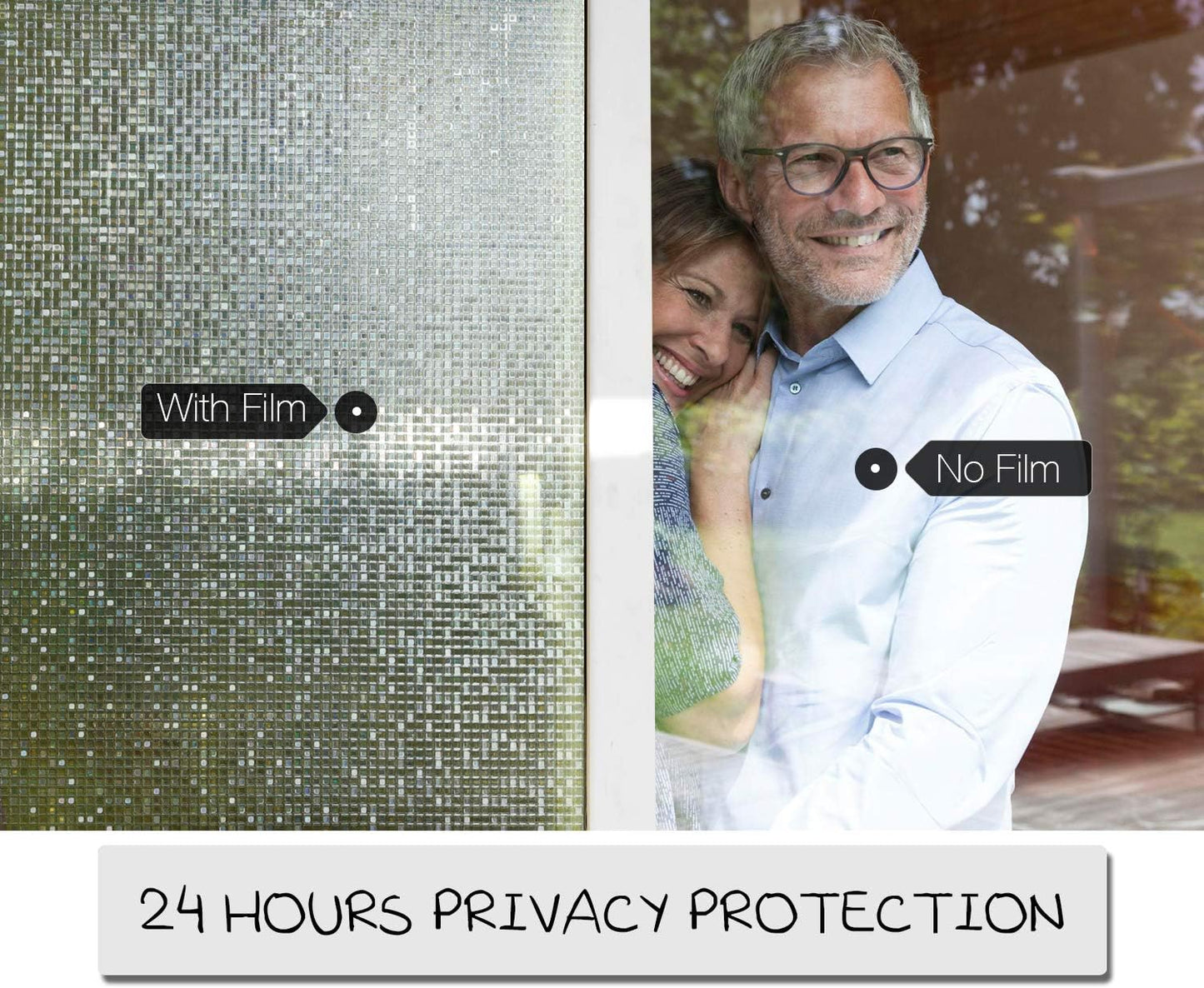 HIDBEA 3D Decorative Window Privacy Film Non-Adhesive Heat Control UV Blocking Static Cling Removable Vinyl Glass Tint for Home and Office, 35.4 inches x 32.8 feet, Mosaic Patterns