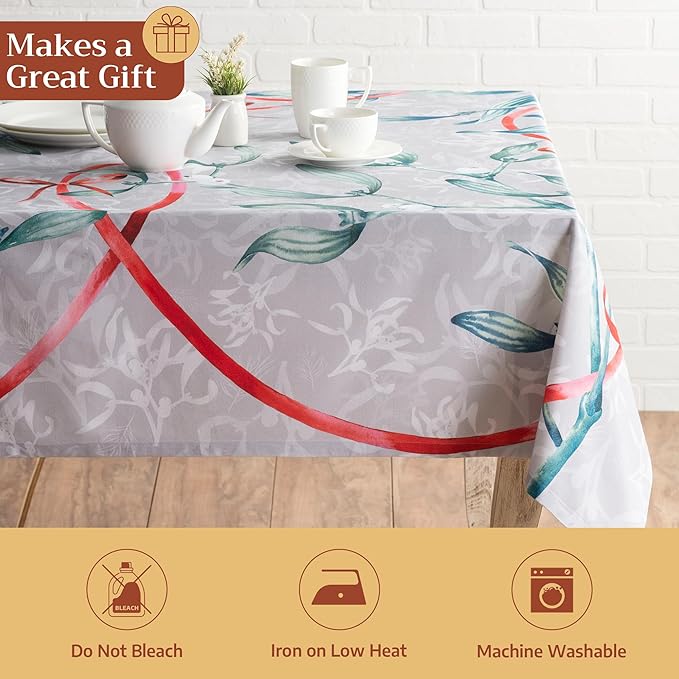 Maison d' Hermine Table Cloth Rectangle Table 100% Cotton 60 x 108 Inches Fall Tablecloth Reusable Everyday Use for Thanksgiving Christmas Decorations Dining Farmhouse Party (Enora)