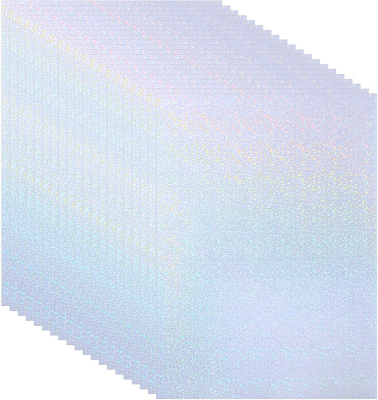 PATIKIL 11.7x8.3" Holographic Sticker Paper, 20Sheets A4 Polypropylene Self-Adhesive Transparent Waterproof Laminate Overlay Film for Photo Cards Scrapbook Decorations, Little Circle