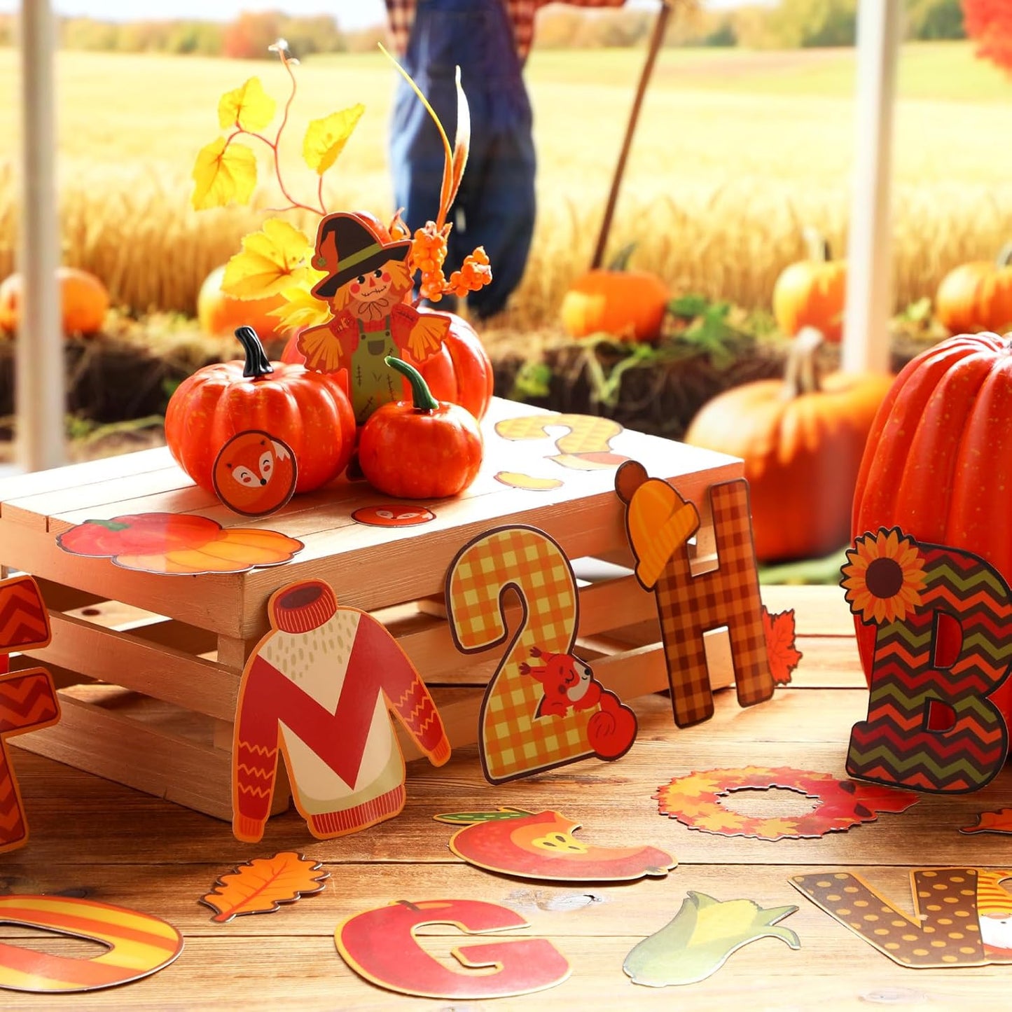 Faccito 176 Pcs Fall Bulletin Board Decorations Letters Numbers Alphabet Autumn Paper Cutouts Punctuation Symbols Combo Set Thanksgiving Classroom Decorations for School Chalkboard Party Teacher