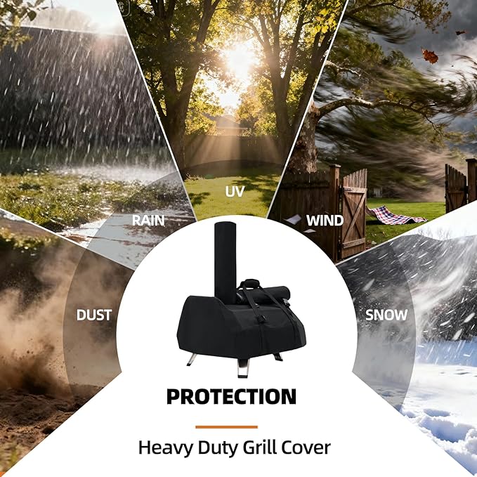 NOELIFE Carry Cover for Ooni Karu 16 and Karu 2 Pro Pizza Oven, Accessories for Ooni 16, Waterproof Pizza Maker Cover with Seperate Chimney Bag, with Bottom Straps for Fixation (Oven Not Included)