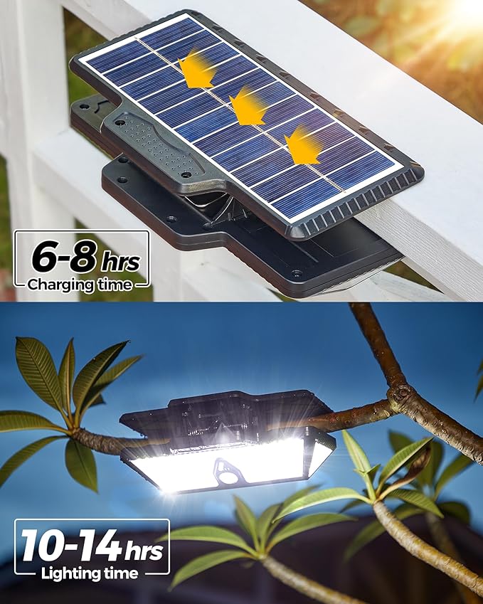 Large Clip on Solar Lights Outdoor, 208 LEDs 1000Lum Bright Solar Security Light with Motion Sensor, 3 Ways -Mount, Portable Solar Outdoor Lights for Fence Gutter Garage Yard