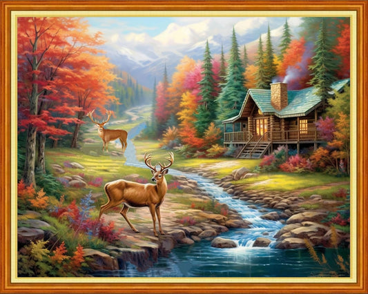 Dooxvey Cross Stitch Kits for Adults Beginners,Full Range of Cross-Stitch Stamped Kits Needlepoint Kits for Beginners Embroidery Kits 11CT Cross Stitch Patterns-Lucky Deer 16x20 inch, Manual Arts 12