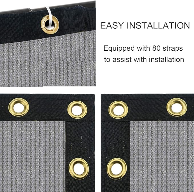 Sunnyglade 4 feet x 50 feet Privacy Screen Fence Heavy Duty Fencing Mesh Shade Net Cover for Wall Garden Yard Backyard (Grey, 4 ft X 50 ft)