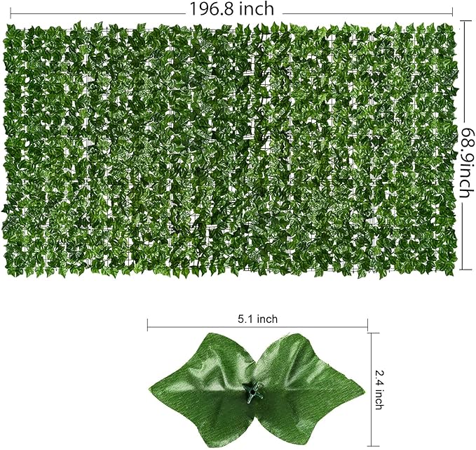 DearHouse Artificial Ivy Privacy Fence - 197x68.9inch Artificial Hedges Fence and Faux Ivy Leaf Fence Decoration for Outdoor Indoor Garden Decor