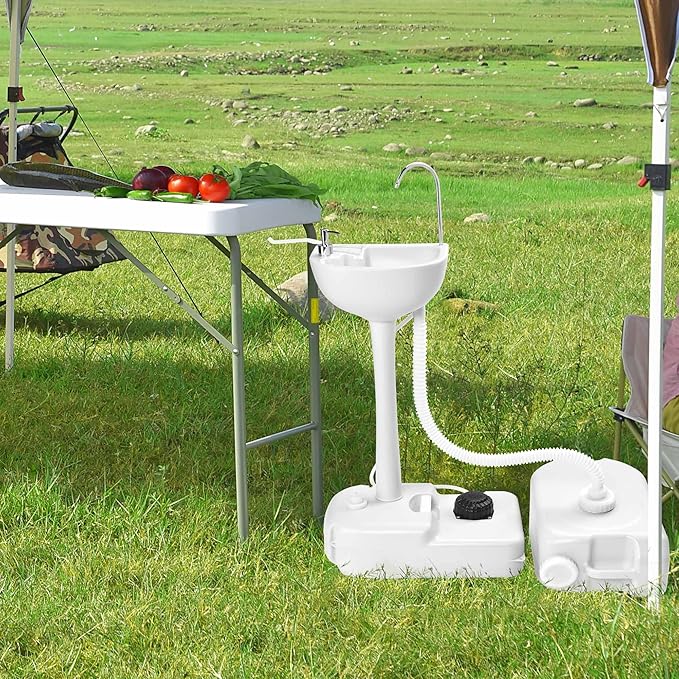 Yescom 17L Portable Sink Hand Wash Station with Pump & 24L Water Tank, Hand Washing Station for RV Travel Outdoor Camping Food Booth
