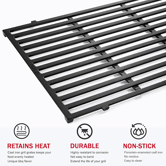 GGC 19.5" Grill Grates for Weber Genesis 300 Series, 7524/7528 Grill Parts Replacement for Weber E-310, E-320, E-330, S-310, S-320, S330, EP-310, EP-320, EP-330, 2 PCS Cast Iron Cooking Grid