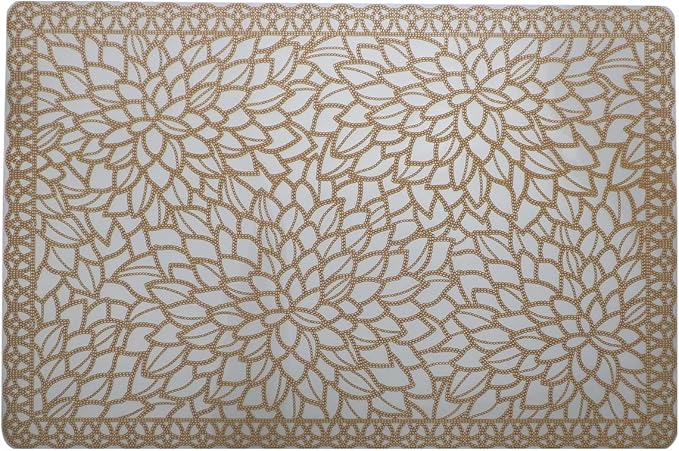 Gugrida Plastic Light Brown Placemats for Dining Table Tablemats Vinyl PVC Table Mats for Kitchen 6pcs