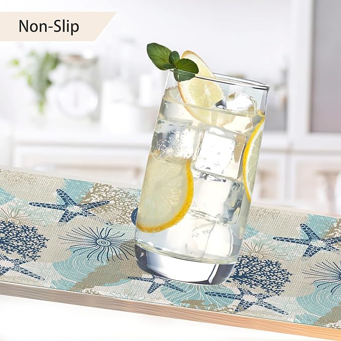 Ocean Coral Placemats Set of 6,Shells Algae Reefs Table Mats Non-Slip Heat Resistant Washable Placemat for Party Kitchen Dining Table Decoration Indoor Outdoor