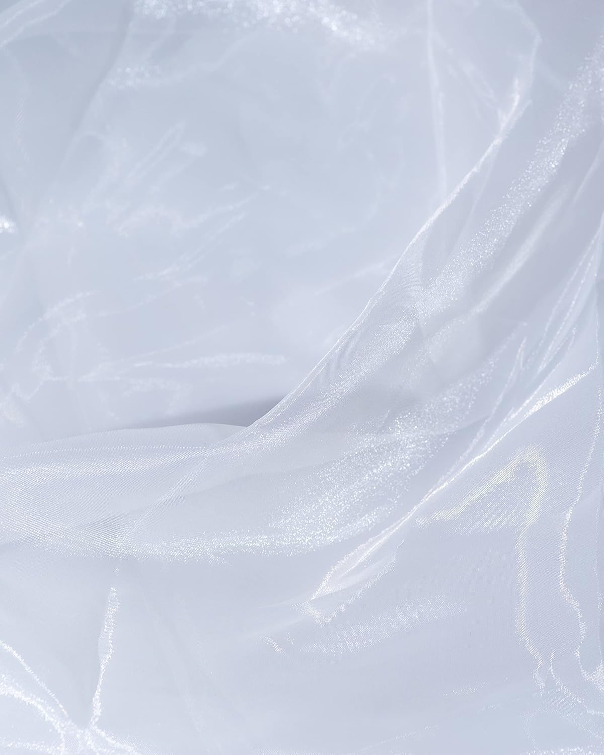 Fynite White Organza Fabric by The Yard | 10 Yard Long | 44" Wide | Bridal Soft Sheer Organza Tulle for DIY Wedding Dress Fashion Craft Decorations