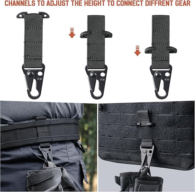 LIVANS Molle Belt Clip Key Holder Tactical Battle Belt Plate Carrier Vest Attachment Clip for Hanging Keys or Gloves, Universal Fit Molle Accessories Clip |T-Mount Clash Hook, Include Z-Buckle