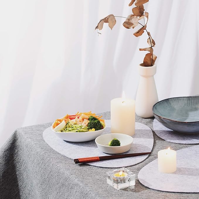 Chillify Table Coaster Set of 6 | Non-Slip, Heat-Resistant, Washable Placemats | Suitable for Outdoor Use | Light Gray, Oval
