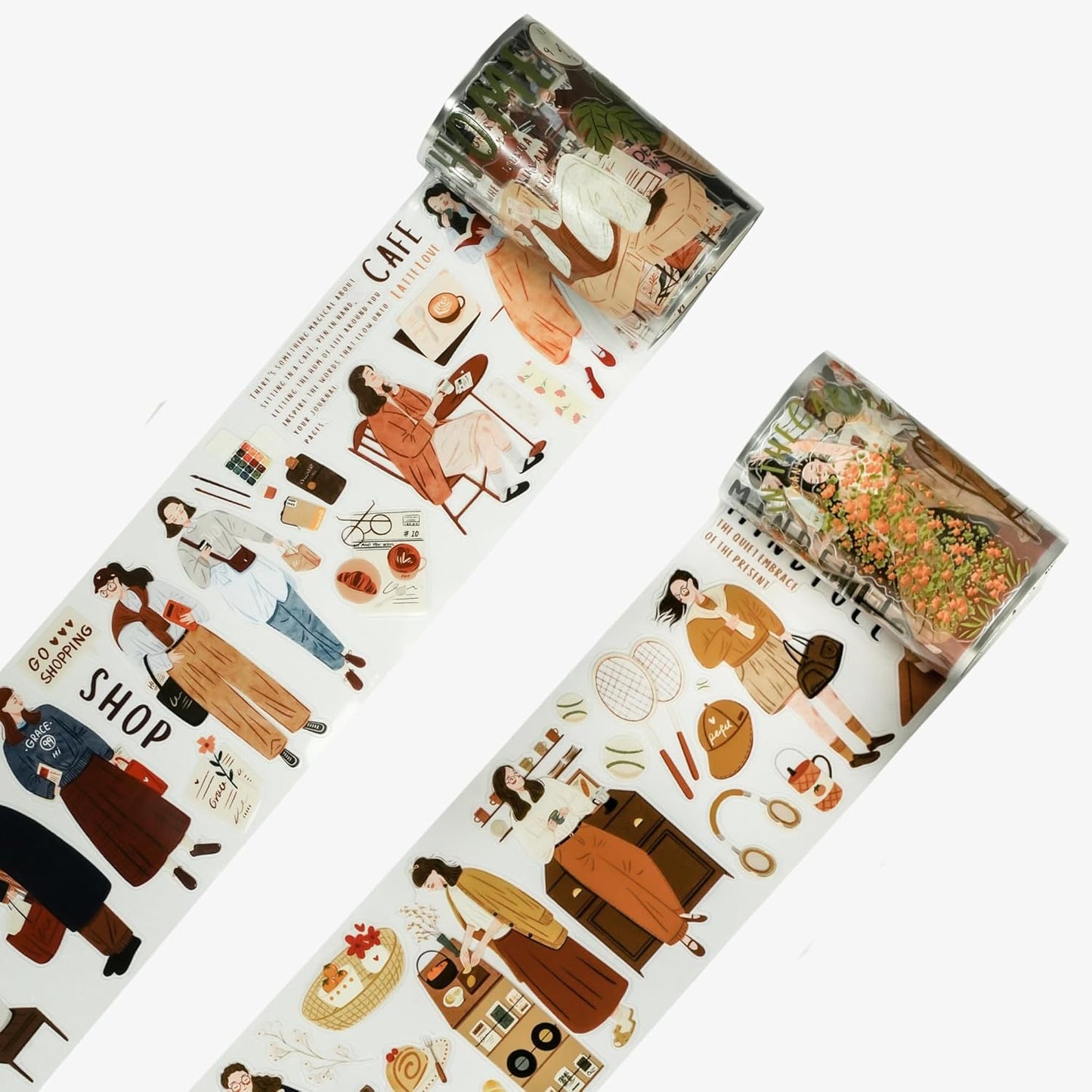 WT Pre-Cut Planner’s Day PET Tape Set, 2 Rolls, Original Designs, Waterproof Decorative Masking Tape for Journals, Planners, Scrapbooking, DIY Paper Projects