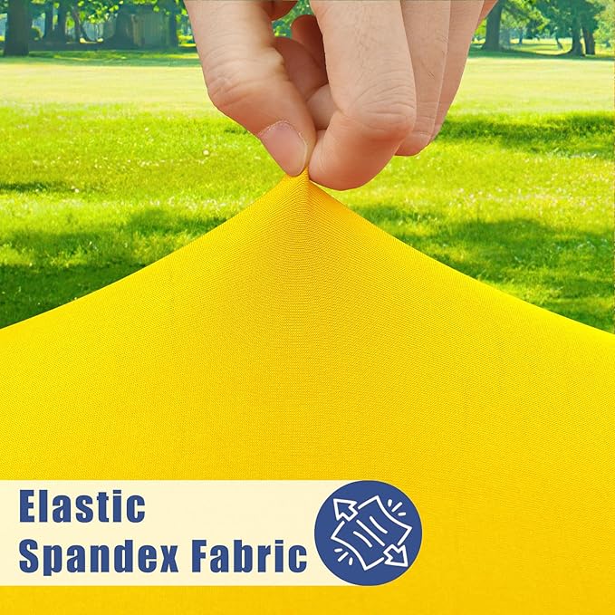 Spandex 8 Foot Rectangle Table Cloth 6 Pack, Elastic Fitted Tablecloths for Picnic, Stretch Washable Patio Table Cover for Outdoor, Camping, Banquet and Parties (Yellow, 30"x96")