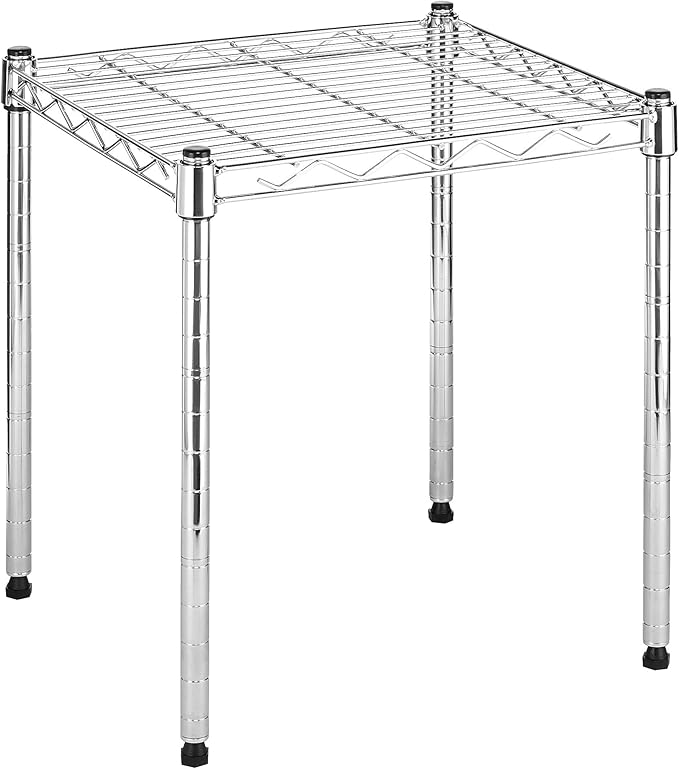 Whitmor Wire Shelving Unit, Metal Storage Shelves, Stacking Shelf with Basket, Easy Assembly Home Organizer for Pantry, Kitchen, Garage, Plant