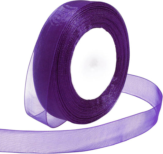 Ribbon for Gift Wrapping 3/4 inch Purple Sheer Organza Ribbon for Flower Bouquet Tulle Thin Chiffon Ribbons for Wedding Invitations Christmas Halloween Presents Decorations Crafts 50 Yards