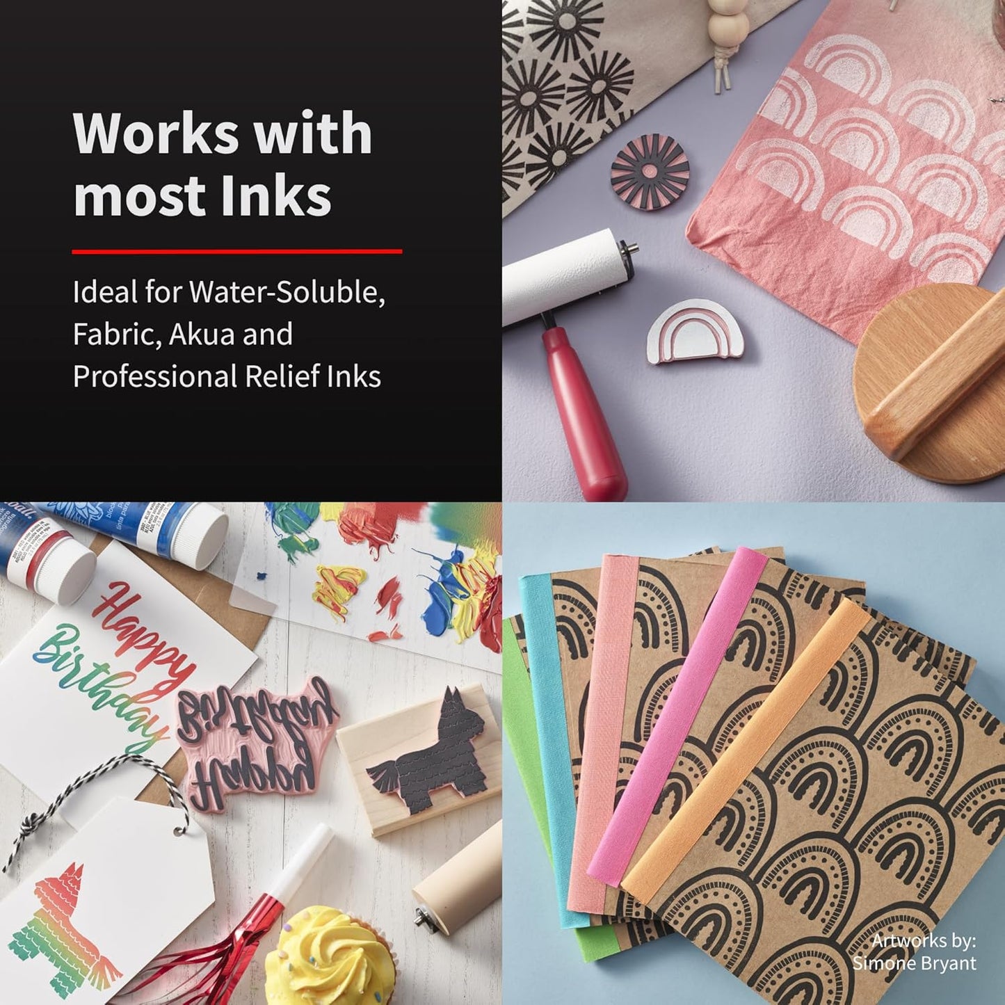 Speedball Deluxe Soft Rubber Brayer - 40/42 Durometer Roller with Heavy Duty Steel Frame – 6 Inches